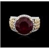 Image 1 : 14KT Two-Tone Gold 9.57ct Ruby and Diamond Ring