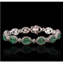 14KT White Gold 10.60ctw Emerald and Diamond Bracelet