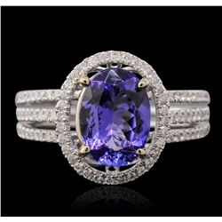 14KT White Gold 2.14ct Tanzanite and Diamond Ring