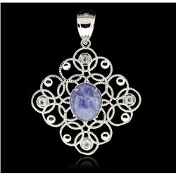 SILVER 3.90ct Tanzanite and White Topaz Pendant