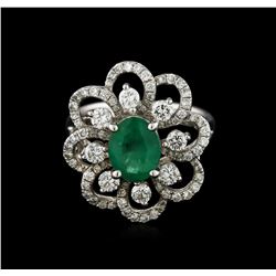 18KT White Gold 1.34ct Emerald and Diamond Ring