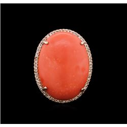 30.29ct Pink Coral and Diamond Ring - 14KT Rose Gold