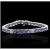 Image 1 : 14KT White Gold 14.28ctw Tanzanite and Diamond Bracelet