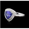 Image 2 : 14KT White Gold 2.09ct Tanzanite and Diamond Ring