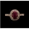 Image 1 : 14KT Rose Gold 1.74ct Ruby and Diamond Ring