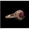 Image 2 : 14KT Rose Gold 1.74ct Ruby and Diamond Ring