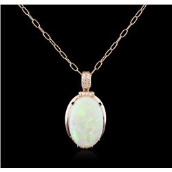 14KT Rose Gold 12.92ct Opal and Diamond Pendant With Chain