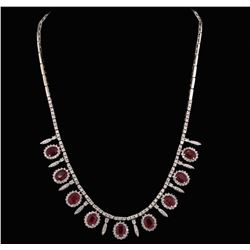 14KT White Gold GIA Certified 12.20ctw Ruby and Diamond Necklace