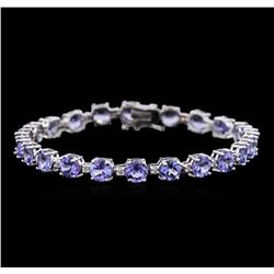 13.00ctw Tanzanite and Diamond Bracelet - 14KT White Gold