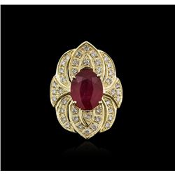 14KT Yellow Gold 4.06ct Ruby and Diamond Ring