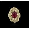 Image 1 : 14KT Yellow Gold 4.06ct Ruby and Diamond Ring