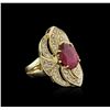 Image 2 : 14KT Yellow Gold 4.06ct Ruby and Diamond Ring