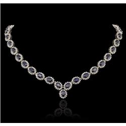 14KT White Gold 30.71ctw Sapphire and Diamond Necklace