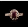 Image 1 : 14KT Rose Gold 0.78ct Ruby and Diamond Ring