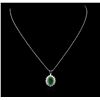 Image 1 : 14KT White Gold 2.29ct Emerald and Diamond Pendant With Chain