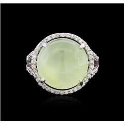 14KT White Gold 14.74ct Green Tourmaline and Diamond Ring