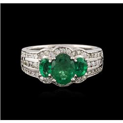 14KT White Gold 1.06ctw Emerald and Diamond Ring