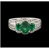 Image 1 : 14KT White Gold 1.06ctw Emerald and Diamond Ring