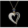Image 2 : 14KT Yellow Gold 1.56ctw Sapphire and Diamond Heart Pendant With Chain