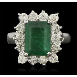 14KT White Gold 2.61ct Emerald and Diamond Ring