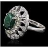 Image 2 : 14KT White Gold 2.89ct Emerald and Diamond Ring