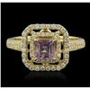 Image 1 : 14KT Yellow Gold 0.67ct Amethyst and Diamond Ring