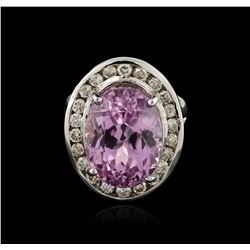 14KT White Gold 16.20ct Kunzite and Diamond Ring