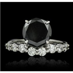 14KT White Gold 3.66ctw Black Diamond Ring