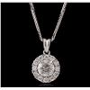 Image 1 : 14KT White Gold 0.83ctw Diamond Pendant With Chain