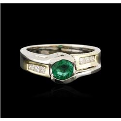 14KT Two-Tone Gold 0.55ct Emerald and Diamond Ring