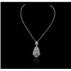 Image 2 : 14KT White Gold 6.92ctw Diamond Pendant with Chain