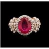 Image 1 : 14KT Rose Gold 3.91ct Ruby and Diamond Ring