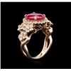 Image 3 : 14KT Rose Gold 3.91ct Ruby and Diamond Ring