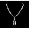 Image 1 : 18KT White Gold 24.00ct Blue Topaz and Diamond Necklace