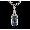 Image 2 : 18KT White Gold 24.00ct Blue Topaz and Diamond Necklace