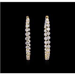 3.69ctw Diamond Hoop Earrings - 18KT Yellow Gold