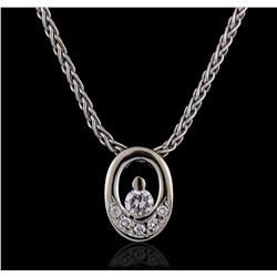 18KT White Gold 0.10ctw Diamond Pendant With Chain