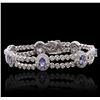 Image 1 : 14KT White Gold 5.81ctw Tanzanite and Diamond Bracelet