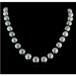 Tahitian Cultured Pearl Necklace with 14KT White Gold Diamond Clasp