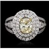 Image 1 : 14KT White Gold 1.24ct I-1/Light Yellow GIA Cert Diamond Ring
