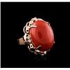 Image 2 : 14KT Rose Gold 20.93ct Coral and Diamond Ring