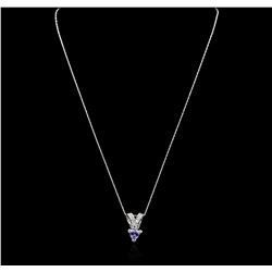 14KT White Gold 1.23ct Tanzanite and Diamond Pendant With Chain