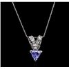 Image 2 : 14KT White Gold 1.23ct Tanzanite and Diamond Pendant With Chain