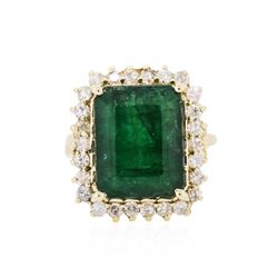 14KT Yellow Gold 7.38ct Emerald and Diamond Ring