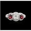 Image 1 : 14KT White Gold 0.84ctw Ruby and Diamond Ring