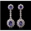 Image 1 : 14KT White Gold 3.22ctw Tanzanite and Diamond Earrings