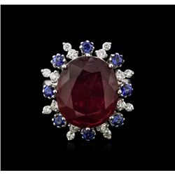 14KT White Gold 16.30ct Ruby, Sapphire and Diamond Ring