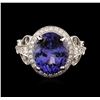 Image 1 : 14KT White Gold 6.59ct Tanzanite and Diamond Ring