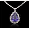 Image 1 : 14KT White Gold 11.55ct GIA Certified Tanzanite and Diamond Necklace