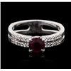 Image 1 : 14KT White Gold 0.80ct Ruby and Diamond Ring